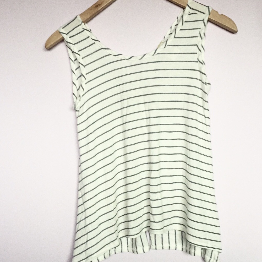 STRIPED BLUE & WHITE KNOTTED BACK TANK
